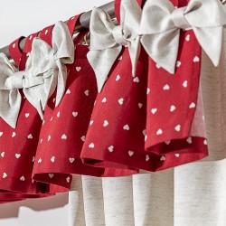 Bows Red Hearts - set complet perdele bucatarie