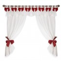 Bows Red White Hearts - set complet perdele bucatarie