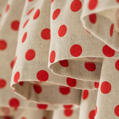 Dots Linen Red - set complet perdele bucatarie